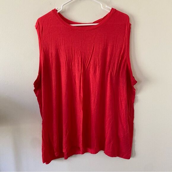 Halogen Tops - Halogen Sleeveless Split Back Lightweight Tank Coral Red Size 3x